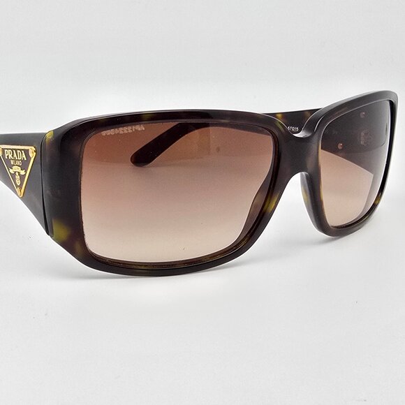 Prada SPR 16L 2AU-6S1 Triangle Logo Plate Tortoise Frame Brown Lens Sunglasses - Picture 7 of 16
